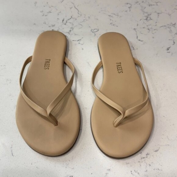 TKEES Foundations Matte Flip Flop Thong Sandal Au Naturale Light Brown Leather 8 - Picture 1 of 2